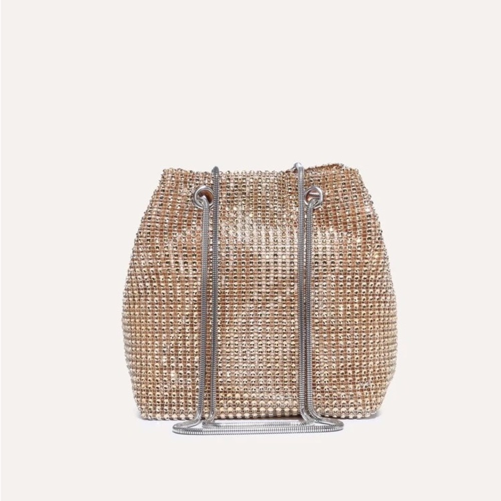 Mini Rhinestone Decor Chain Bucket Bag - Picture 2 of 6